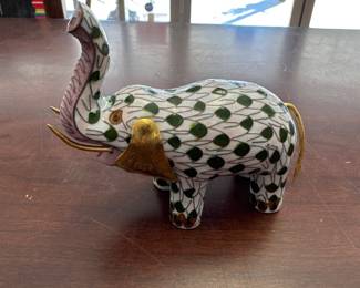 Vintage Cloisonne Enamel Elephant Figurine White Gold Gilt Chinese 5.5 X 4.5