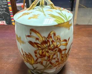 Antique T&V Tressemanes & Vogt LIMOGES Hand Painted Biscuit Jar