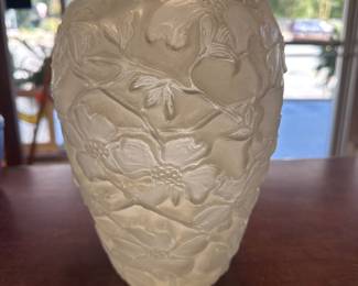 White Satin Finish Vintage Art Glass Tall Vase Phoenix Consolidated