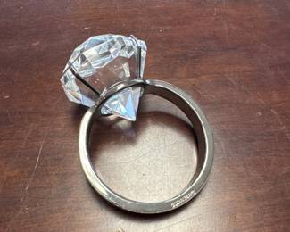 Large Godinger Crystal Diamond Ring Paperweight