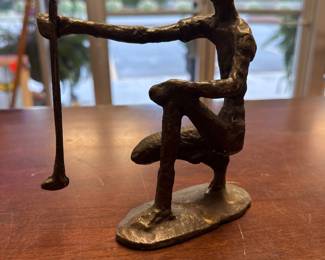 Vintage Bronze Brass Abstract Brutalist Sculpture Golfer