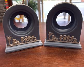 Vintage WEDGWOOD Blue Jasperware Mantle Shelf Desk Domed Clock Housing NO CLOCK