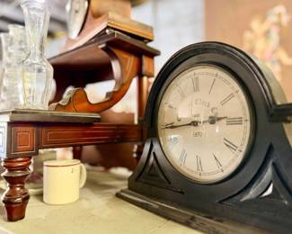 Antique clock and step stool 
