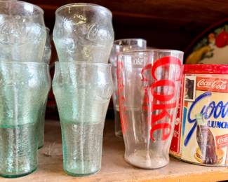 Coke glasses, trays and unopened puzzel