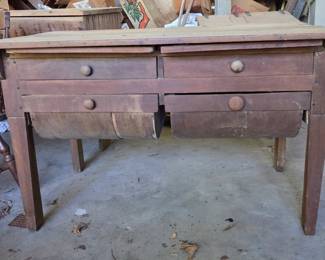 "Possum Belly" Table w/ all original drawers & cutting boards