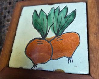 Vintage Clay Tile (1 of 5) on Kitchen Pot/Utensil Hanging Rack