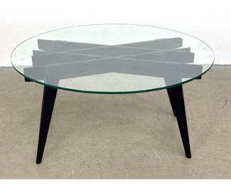 Lot 538 After Gio Ponti Style Ebonized Wood and Glass Coffee Table. 