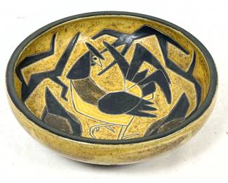 Lot 10 Jorgen Mogensen for Royal Copenhagen MidCentury Modern Sgraffito Earthenware Bowl Featuring Cubist 