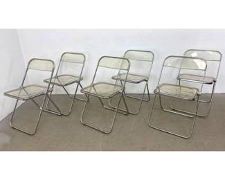 Lot 475 Set 6 Mid Century Mod Anonima Castelli Plia Lucite Folding Chairs Giancarlo Piretti Italy. 