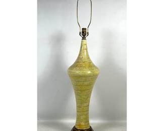 Lot 185 50s Vintage Glazed Ceramic Lamp, Italian Gambone Style. Crackle glaze.
