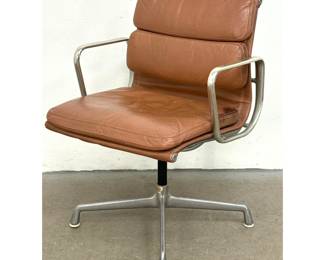 Lot 481 Vintage Eames Herman Miller Leather Soft Pad Desk Office Arm Chair, Marked