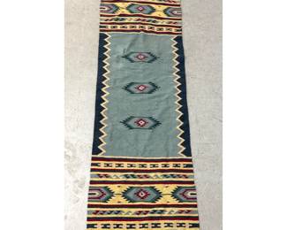 Lot 212 2 6 X 8 1 Southwest style hand woven wool rug runner with geometric diamond and stepped border moti