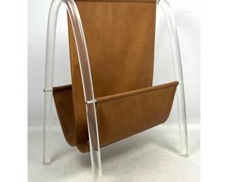 Lot 489 Mid Century Modern Acrylic Double Sling Magazine Rack. Unsigned. arched design. 