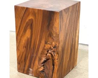 Lot 411 Natural Wood Square Column Side Table. Display Pedestal. Likely Walnut. Natural Organic Knots. 