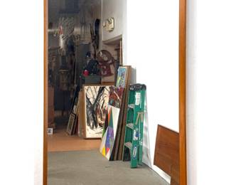Lot 228 Vintage Danish Modern Pedersen and Hansen Viby J. Teak Frame Wall Mirror Denmark, Marked. 