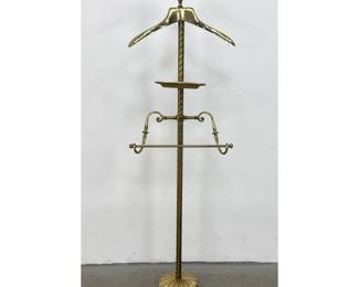 Lot 323 Mid Century Hollywood Regency Style Brass Valet Stand with Shell Base and Twisted Shaft. Unsigned.