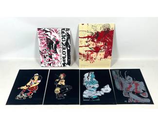 Lot 349 Dave Glass 4pc Velvet Print Set with Unique Test Print Envelope and Large Avengers Silkscreen Folder