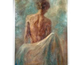 Lot 597 Marcan Contemporary Figural Female Nude Print. Textured finish. 