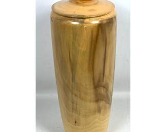 Lot 23 Large 1989 Artist Signed Studio Turned Wood Vessel Vase. 