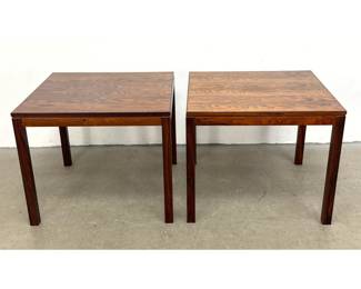 Lot 460 Pair of MidCentury Modern Rosewood Side Tables. Unsigned. Parson style 