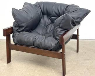Lot 522 Percival Lafer MP41 Brazilian MidCentury Modern Lounge Chair in Black Tufted Leather Unsigned.