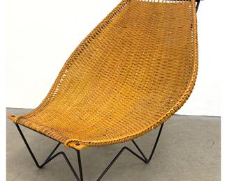 Lot 149 John Risley Duyan Lounge Chair. Rattan and Iron. 