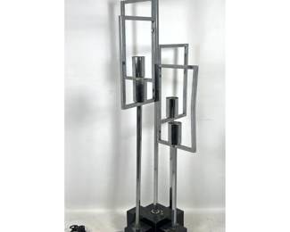 Lot 606 41 Tall Mid Century Modern Architectural Chrome and Black Metal Floor Lamp. Black Multi Cube Base s
