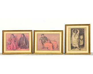 Lot 345 3 Francisco Zuniga Figurative prints on Paper. Signed Zga and Dated 1972 1973 1974. Dell Arte Mexico