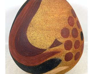 Lot 182 Large TED RANDALL Studio Ceramic Stoneware Vessel. Incised and Painted Abstract Design of Dots and 