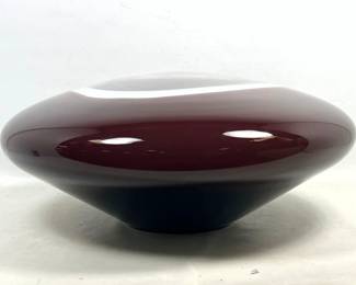 Lot 285 Barbini Murano cased glass vessel or sculpture. Amethyst and white glass. Signed with label.