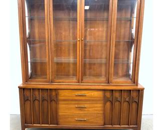 Lot 193 2pc Mid Century Modern Paul Coffey Perspecta China Display Cabinet. 2 Part. 