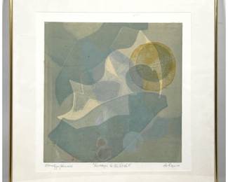 Lot 551 GERDA ROZE Monotype with Chine Colle Abstract Artwork. Homage to the Circle III. Pencil Signed, d