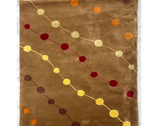 Lot 273 4 11 X 7 5 DELOS Modernist Rug. Swank Collection. Strings of Brown, Yellow, Wine Red and Orange Do