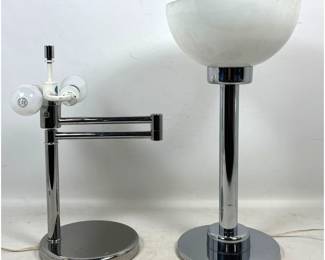 Lot 366 Adjustable Vintage Mid Century Nessen Marked Chrome Adjustable Height Swing Arm Table Lamp and Fre