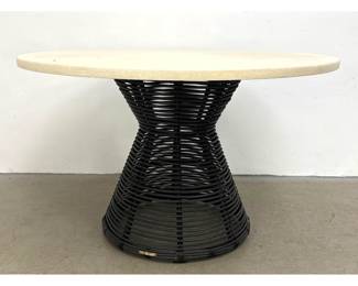 Lot 514 Summer Classics Harris Dining Patio Table features a distinctive Round Superstone top with a sturdy 