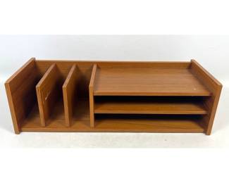 Lot 371 Pedersen and Hansen Danish Teak Desk Organizer and Letter Rack with 3 Vertical Slots and 3 Shelves