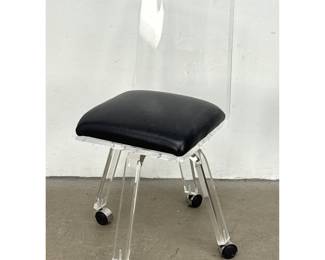 Lot 255 Modernist Acrylic Swivel Task Chair with Black Vinyl Upholstered Seat and Casters. Unsigned.