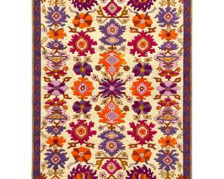 Lot 274 6 1 X 8 EDWARD FIELDS Custom Hand Tufted Wool Rug. Rows of Abstracted Floral Motif. Marked and Dat