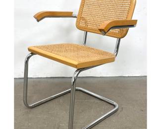 Lot 493 Vintage Cesca Modernist Cantilever Armchair with Cane Seat and Back. Unsigned.