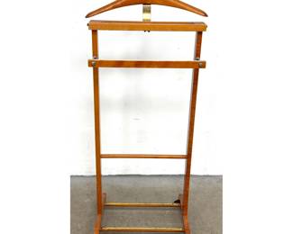 Lot 351 Fratelli Reguitti Valet Stand Clothes Rack Marked, Italy. Beech Wood Valet Stand with Brass Hardware