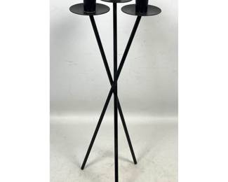 Lot 178 50s Vintage Mid Century Black Iron Tripod Candelabra, Van Keppel Green Style