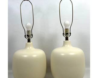 Lot 195 Pair Large Danish Modern Gunnar and Lotte Bostlund Glazed Ceramic Table Lamps