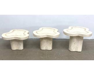 Lot 599 Tessellated stone tables. Labeled Marquis Collection of Beverly hills