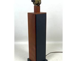 Lot 28 Vintage Mid Century Paul Evans Harpswell House Slate and Walnut Table Lamp, Label