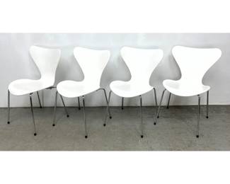 Lot 275 4 Danish Modern Arne Jacobsen Fritz Hansen Bentwood Stacking Ant Side Dining Chairs, Marked