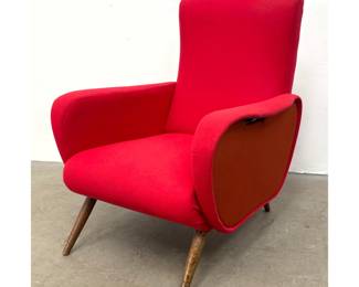 Lot 404 Italian Marco Zanuso Style Lounge Chair Tapered wood Legs. 