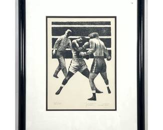 Lot 584 Fletcher Martin Pencil Signed Original Lithograph Toe to Toe Limited Edition 250 Impressions. Boxing