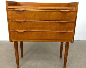Lot 604 Danish Modern Teak 3 Drawer Chest Server on Tapered legs. 