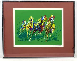 Lot 553 Ted Tanabe Horse Racing Print. Home Stretch. 