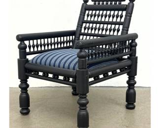 Lot 436 19th Century AngloIndian Style Ebonized Wood Bobbin and Spindle Turned Armchair